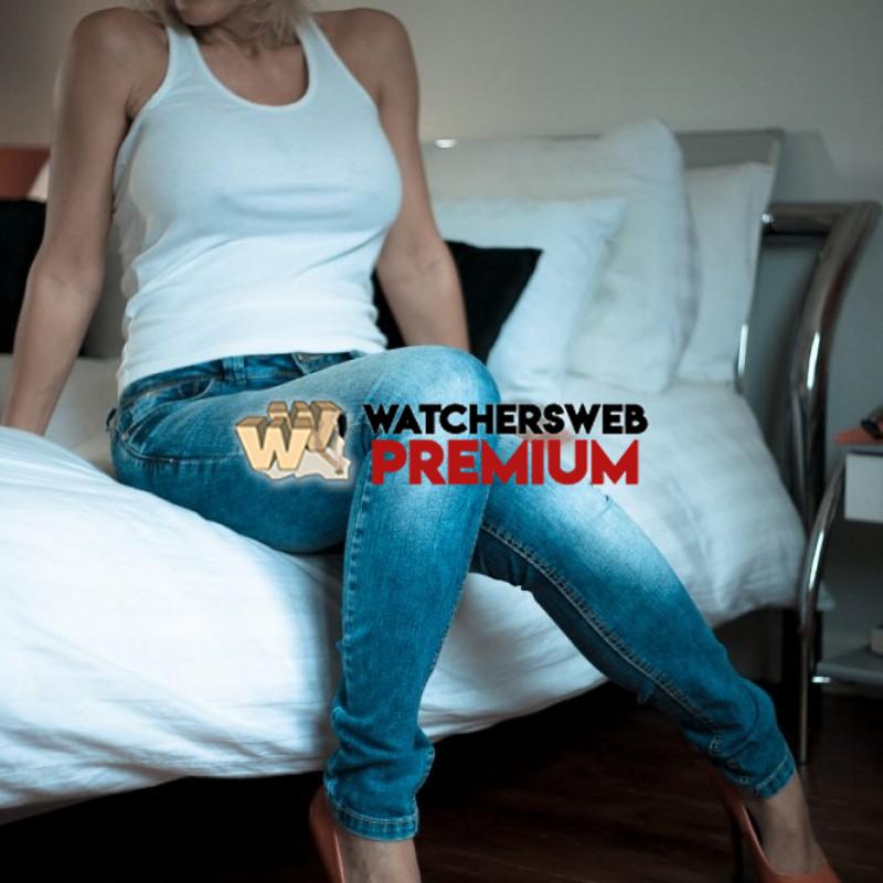 Jan Burton's Blue Jeans & White Vest - Nottingham, England, UK